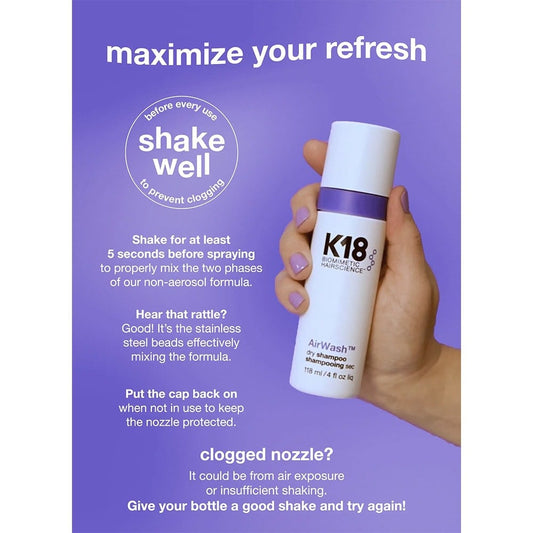 K18 AirWash Dry Shampoo 118ml