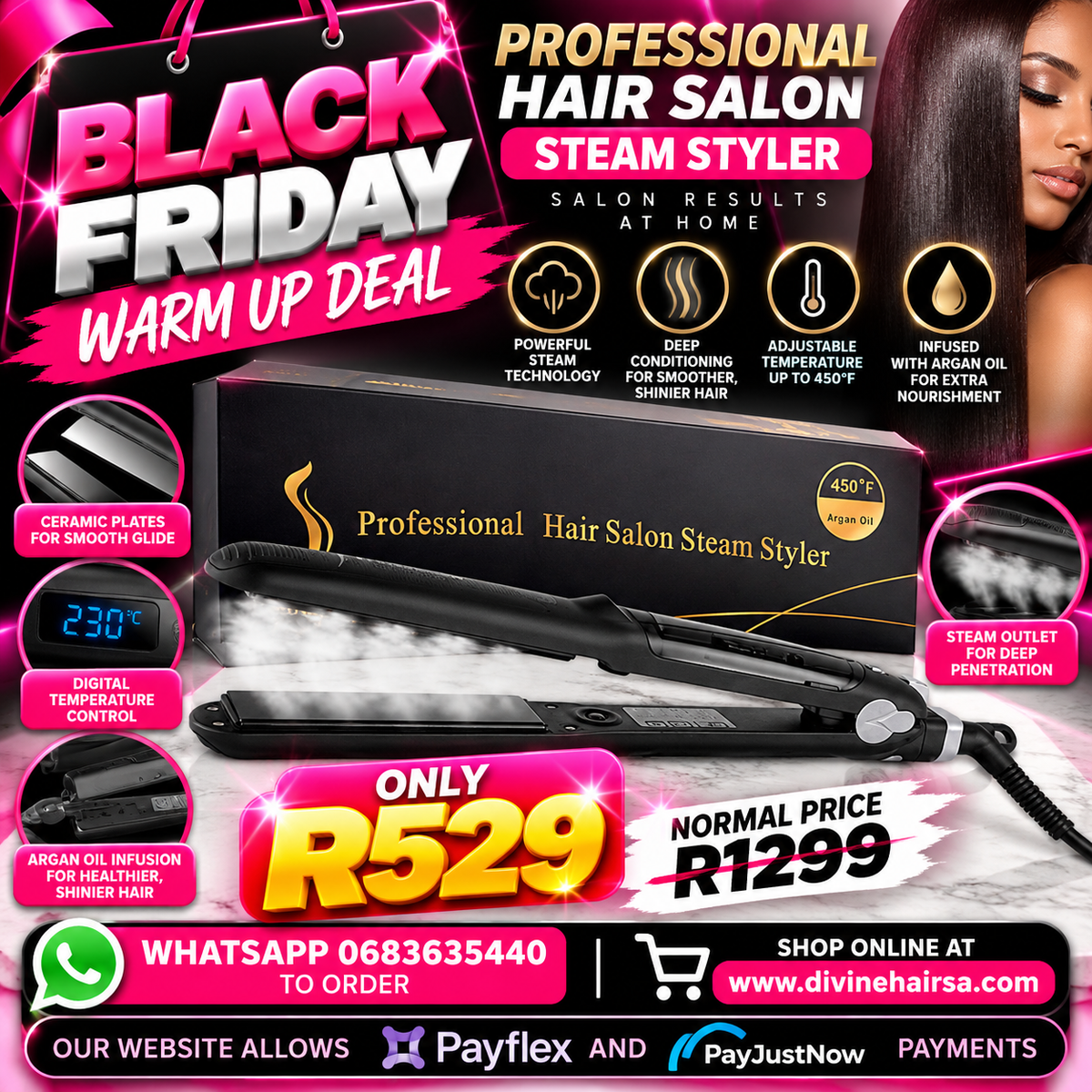 BLACK FRIDAY Professional salon steam styler straightener