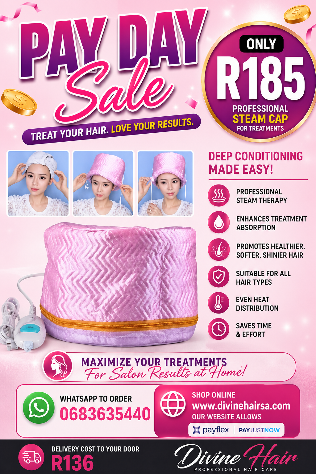 Pay day sale Professional steam cap for treatments