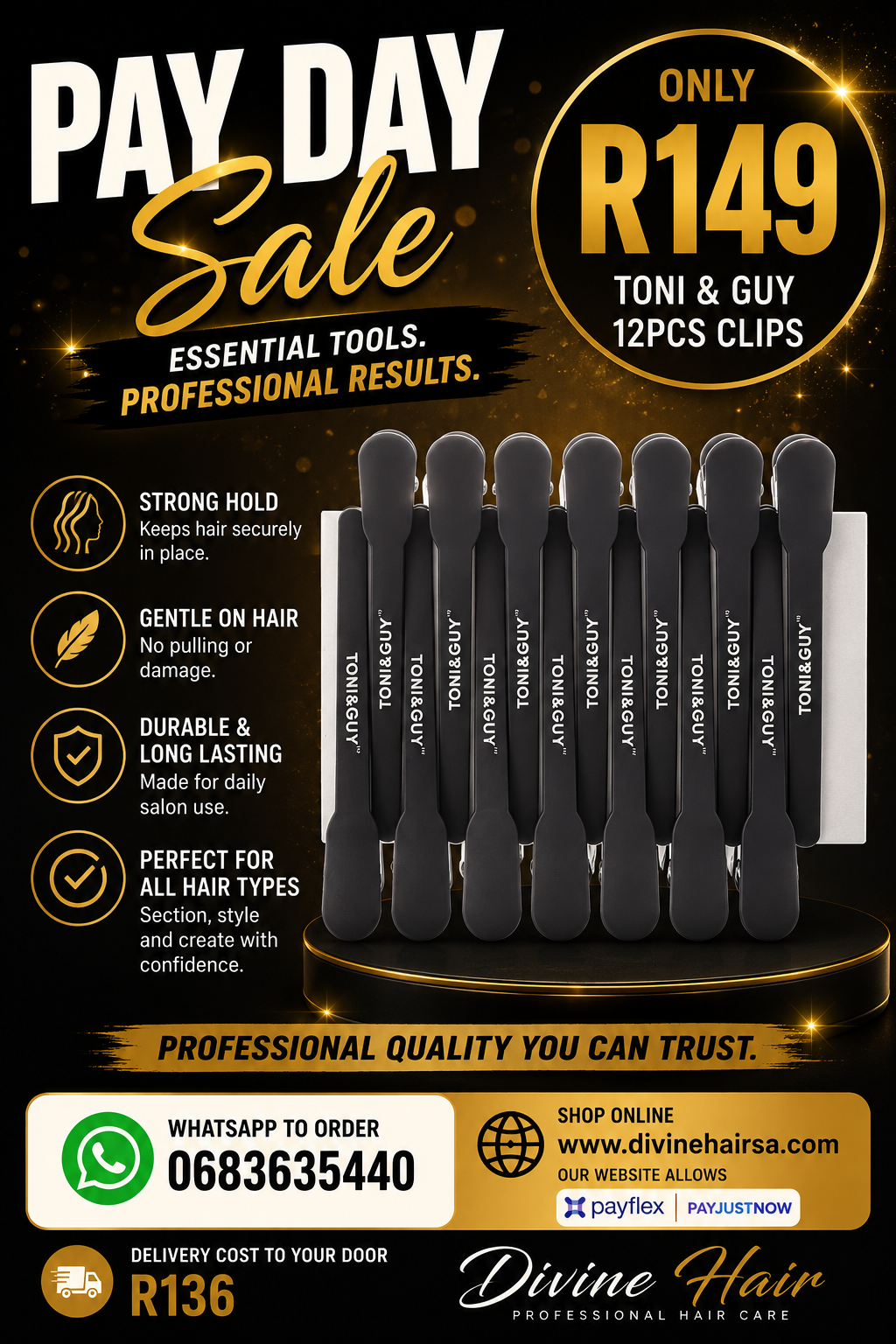 Pay day sale Toni and guy 12pcs clips