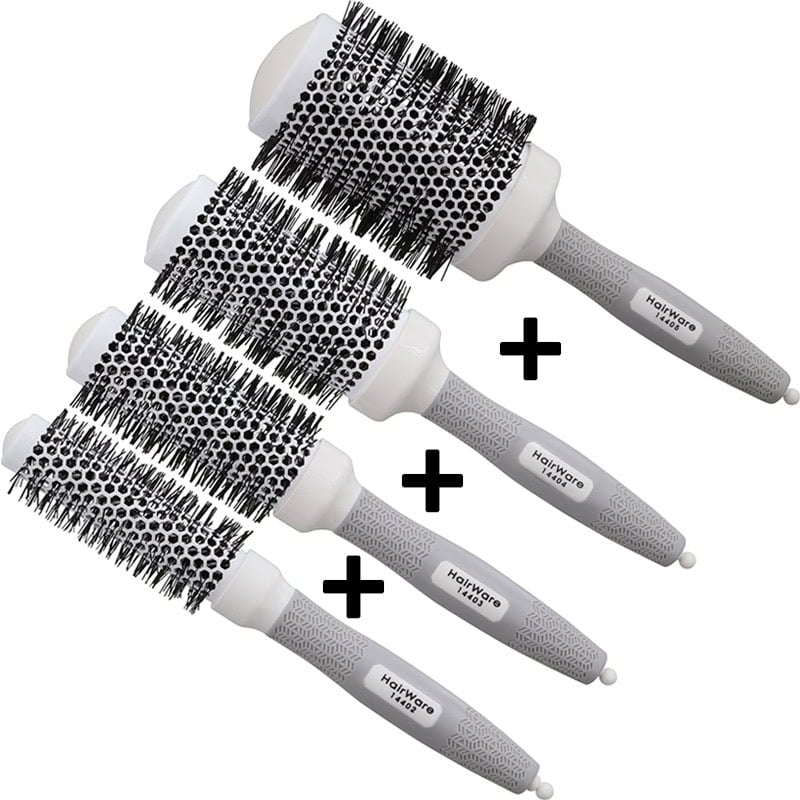 Ceramic Barrel Brush Grey Set: 4 Brushes (Grey)