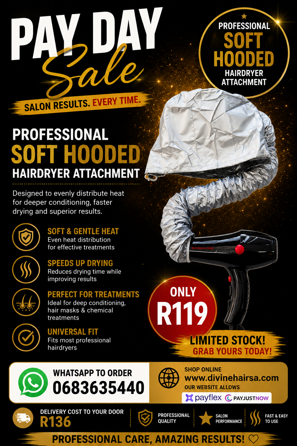 Pay day sale Professional soft hooded hairdryer attachment
