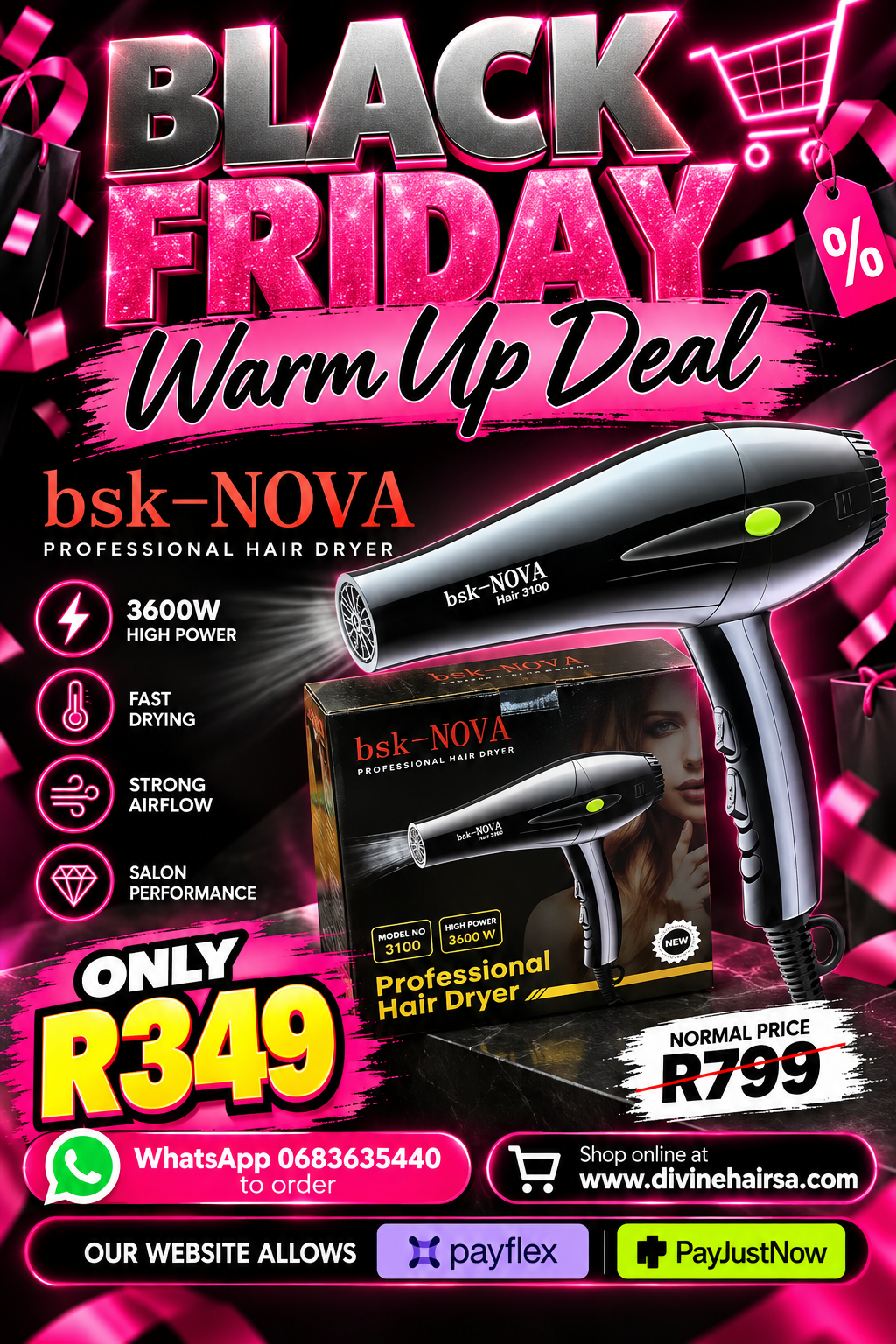 BLACK FRIDAY Nova 3600w hairdryer