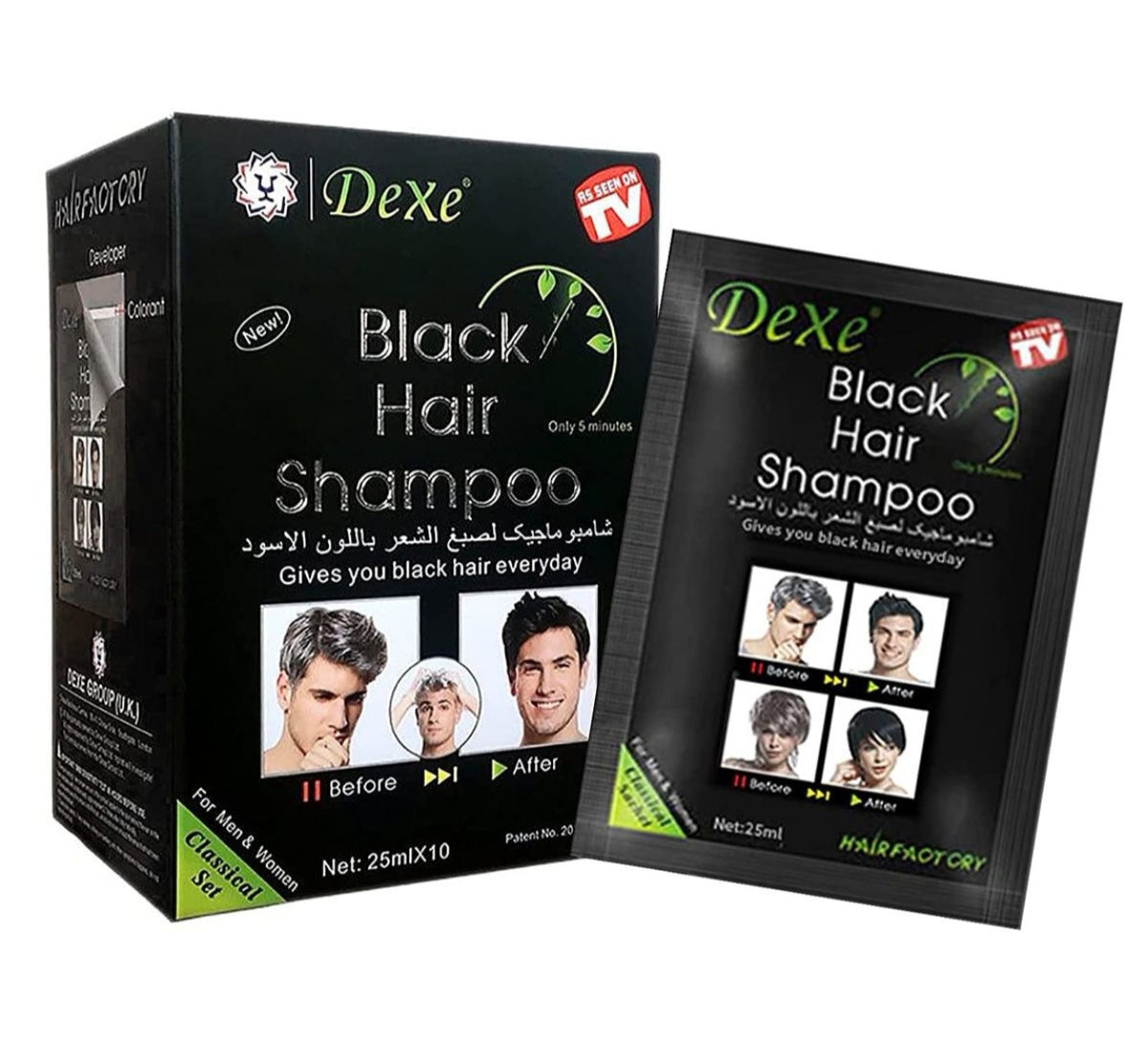 Black hair shampoo sachets