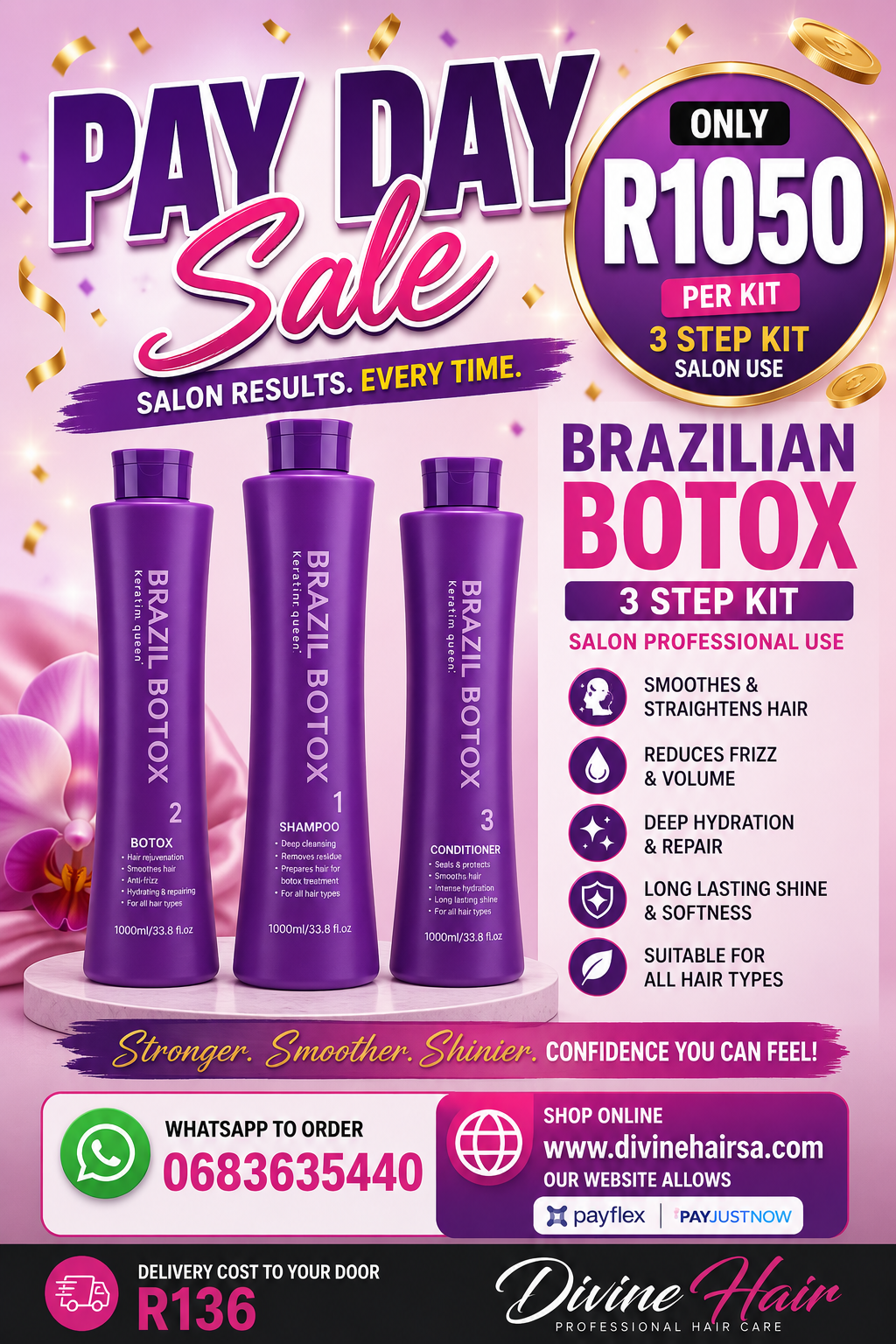 Pay day sale Brazilian botox 3 step kit 1000ml