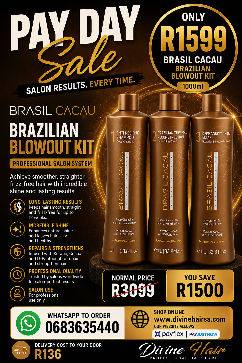 Pay day sale Brasil Cacau Brazilian blowout kit 1000ml