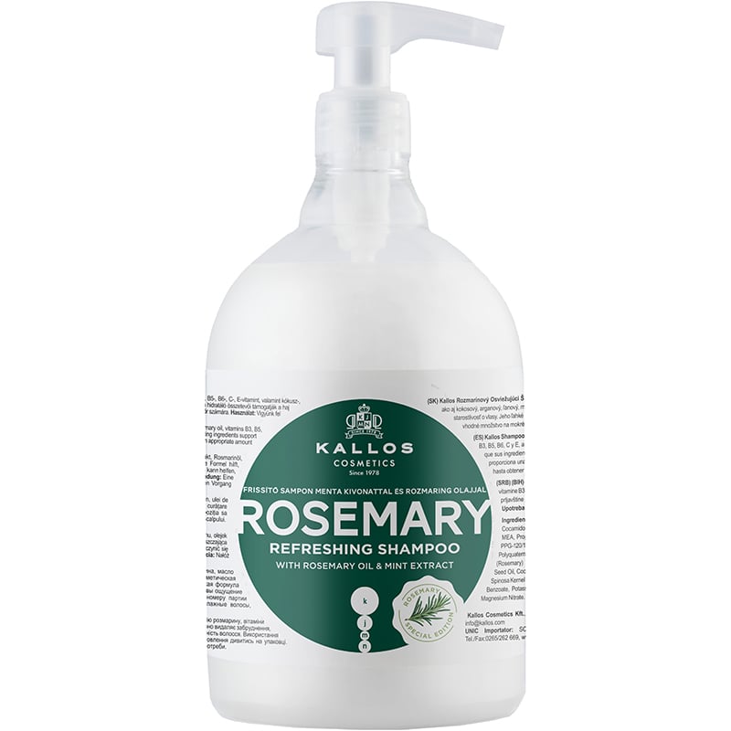 Kallos Rosemary Refreshing Shampoo with Rosemary Oil & Mint Extract, 1 Litre