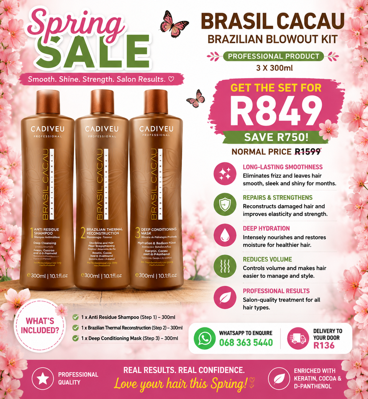 SPRING SALE Brasil Cacau Brazilian blowout kit 300ml