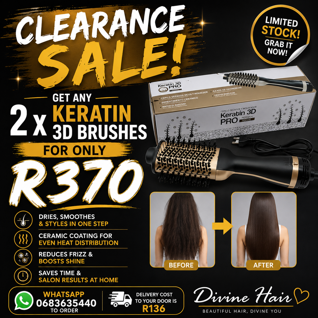 Pay day sale 2 x Keratin 3d brushes