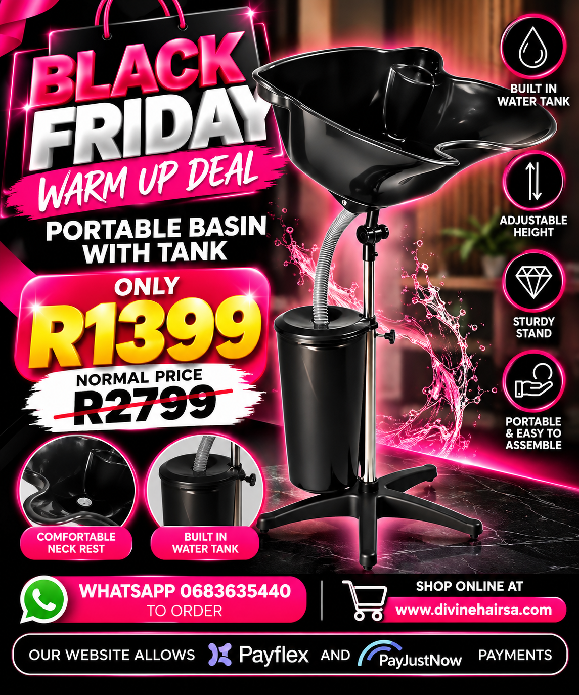 BLACK FRIDAY Portable basin with tank