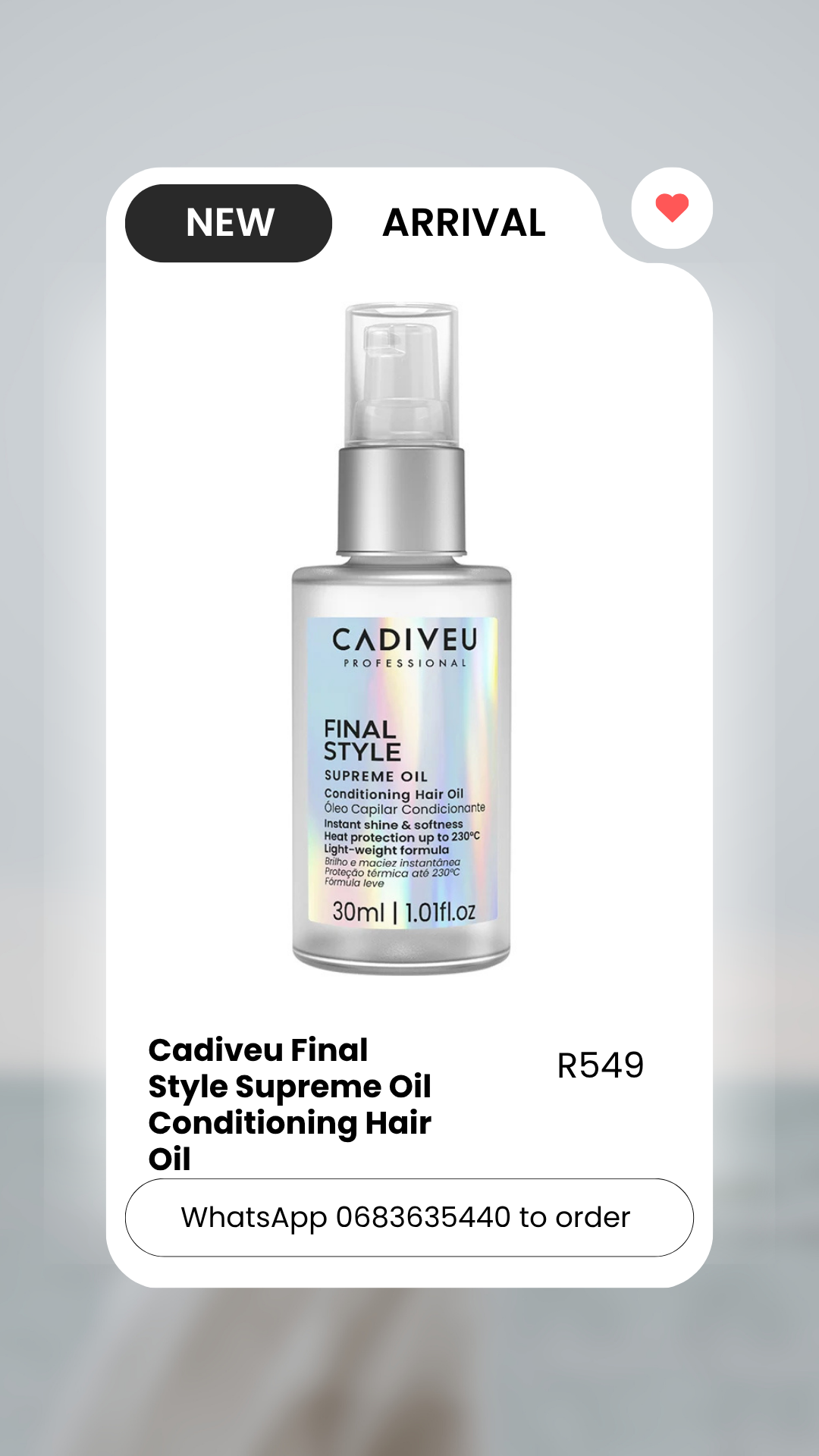 Cadiveu final style supreme oil conditioning hair oil