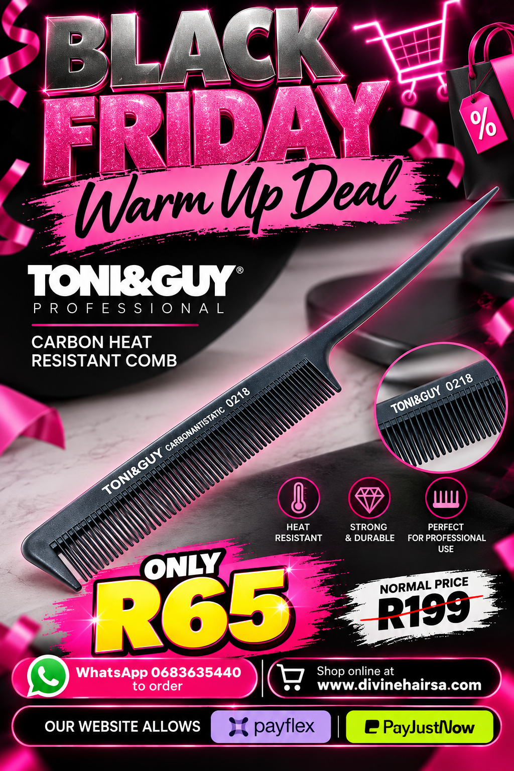 BLACK FRIDAY Toni and guy carbon comb