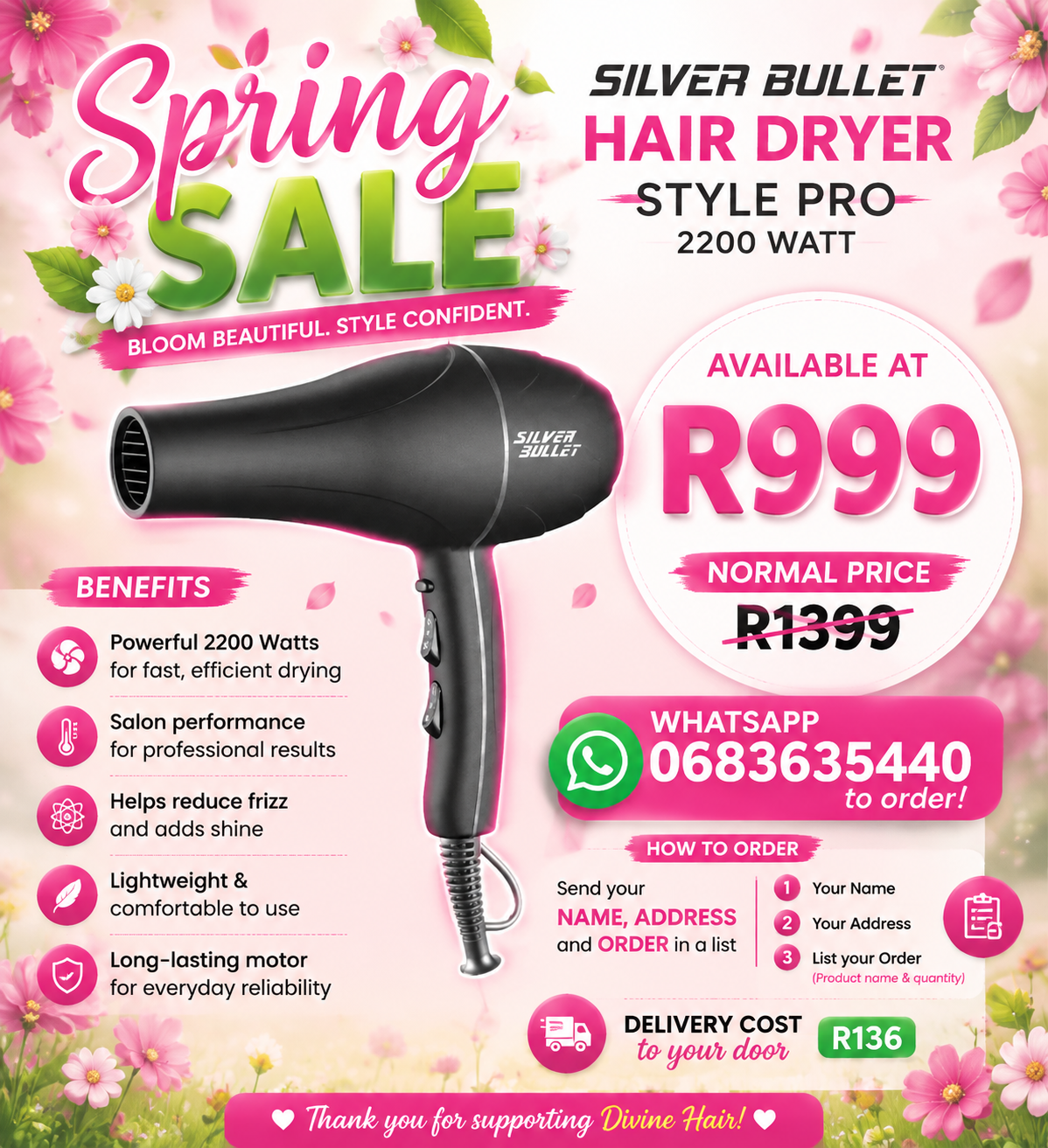 SPRING SALE Silver Bullet style pro hairdryer